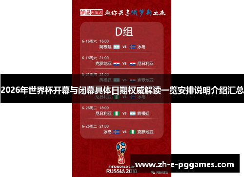 2026年世界杯开幕与闭幕具体日期权威解读一览安排说明介绍汇总
